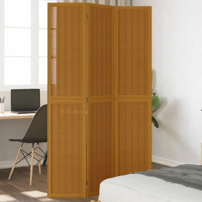 Vidaxl Room Divider 3 Panels Brown Solid Wood Paulownia