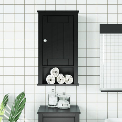 Vidaxl Bathroom Wall Cabinet Berg Black 40X27X71.5 Cm Solid Wood Pine from B&Q