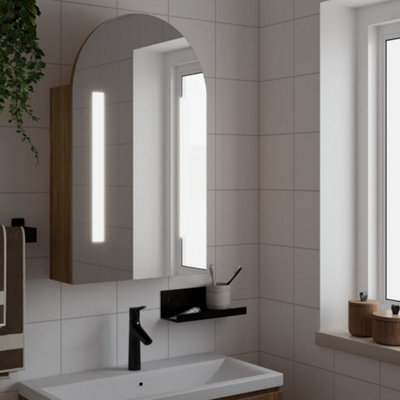 Vidaxl Bathroom Mirror Cabinet With Led Light Arched Oak 42X13X70 Cm from B&Q