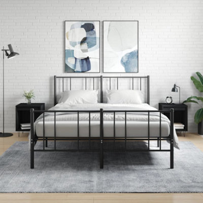 Vidaxl (Black, 2 Pcs) Bedside Cabinets Nightstand Side Table Bed Cabinet Engineered Wood - Image 3