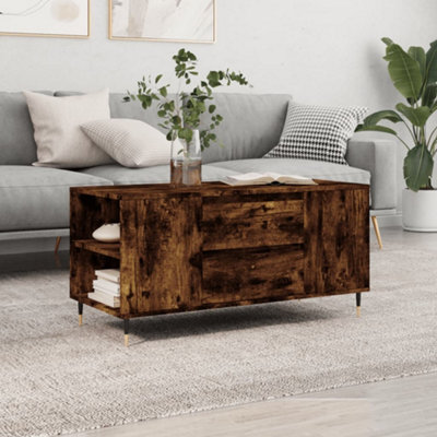 Vidaxl Coffee Table Smoked Oak 102X44.5X50 Cm Engineered Wood from B&Q
