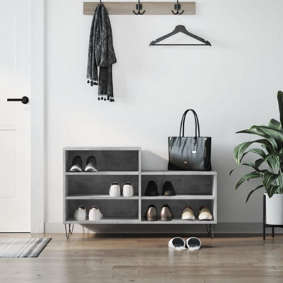 B&Q -  Shoe Cabinet Concrete Grey 102X36X60 Cm Engineered Wood