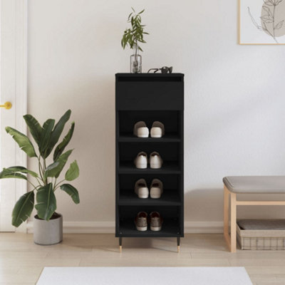 VIDAXL Shoe Cabinet with Drawer and 4 Shelves Black Engineered Wood 40x36x105 cm - Image 4
