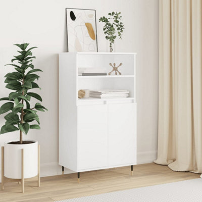 vidaXL Highboard - 2 Door 2 Shelf - White - Engineered Wood - Image 4