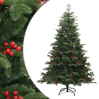 B&Q -  Artificial Hinged Christmas Tree With Cones And Berries 180 Cm
