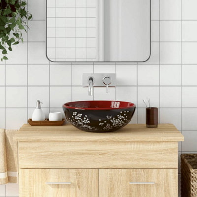 Vidaxl Countertop Basin Black And Red Round 41X14 Cm Ceramic from B&Q