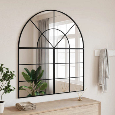 Vidaxl Wall Mirror Black 100X110 Cm Arch Iron from B&Q