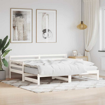 Vidaxl Daybed With Trundle Without Mattress White 90X200 Cm Solid Wood from B&Q