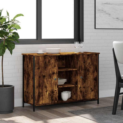 Vidaxl (Smoked Oak) Sideboard Storage Cupboard Highboard Home Side Cabinet Engineered Wood - Image 4