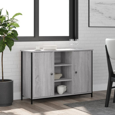 2 Door 3 Shelf Sonoma Wooden Sideboard Grey Vidaxl - Image 4