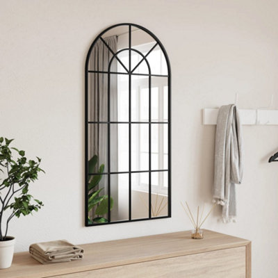 Vidaxl Wall Mirror Black 50X100 Cm Arch Iron from B&Q