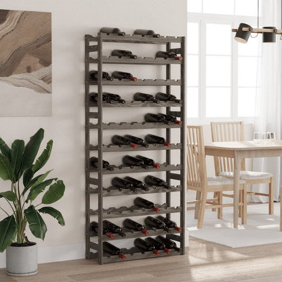 Vidaxl Wine Rack For 77 Bottles Grey Solid Wood Pine from B&Q