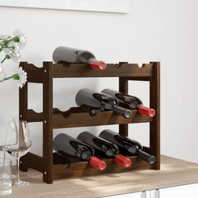 B&Q -  Wine Rack For 12 Bottles Brown Solid Wood Pine