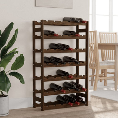 B&Q -  Wine Rack For 42 Bottles Brown Solid Wood Pine