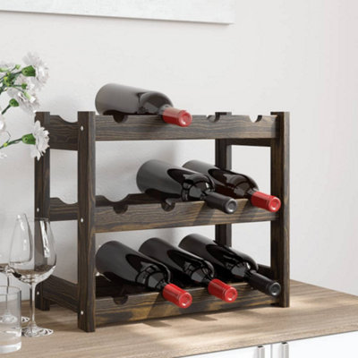 B&Q -  Wine Rack For 12 Bottles Black Solid Wood Pine