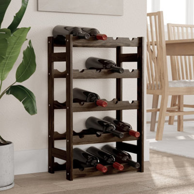B&Q -  Wine Rack For 20 Bottles Black Solid Wood Pine