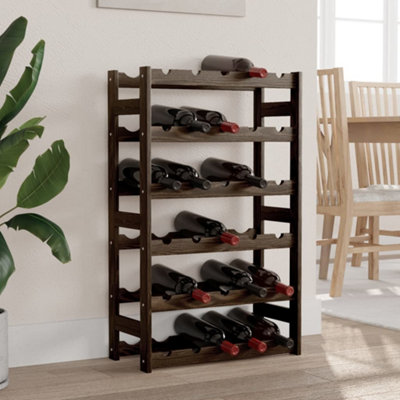 B&Q -  Wine Rack For 30 Bottles Black Solid Wood Pine