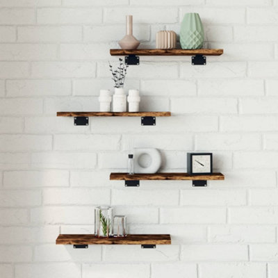 Vidaxl Wall Shelves 4 Pcs Smoked Oak 40X10X1.5 Cm Engineered Wood from B&Q