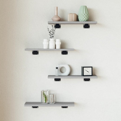 B&Q -  Wall Shelves 4 Pcs Grey Sonoma 40X10X1.5 Cm Engineered Wood