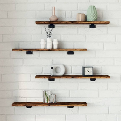 B&Q -  Wall Shelves 4 Pcs Smoked Oak 60X10X1.5 Cm Engineered Wood