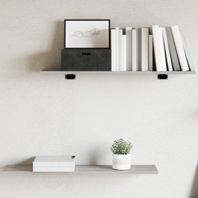 B&Q -  Wall Shelves 4 Pcs Grey Sonoma 80X20X1.5 Cm Engineered Wood