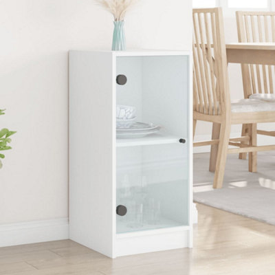 B&Q -  Side Cabinet With Glass Doors White 35X37X75.5 Cm