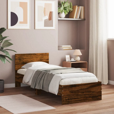 Vidaxl Bed Frame Without Mattress With Headboard Smoked Oak 90X200 Cm from B&Q