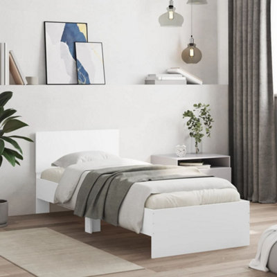 B&Q -  Bed Frame Without Mattress With Headboard White 90X190 Cm Single