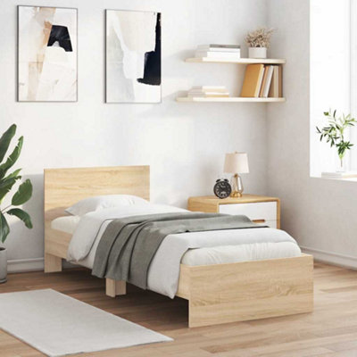 Vidaxl Bed Frame Without Mattress With Headboard Sonoma Oak 90X190 Cm Single from B&Q