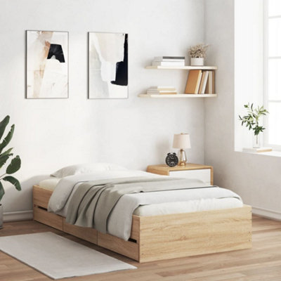 Vidaxl Bed Frame With Drawers Without Mattress Sonoma Oak 100X200 Cm from B&Q