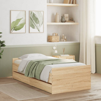 Vidaxl Bed Frame With Drawers Without Mattress Sonoma Oak 90X190 Cm Single from B&Q