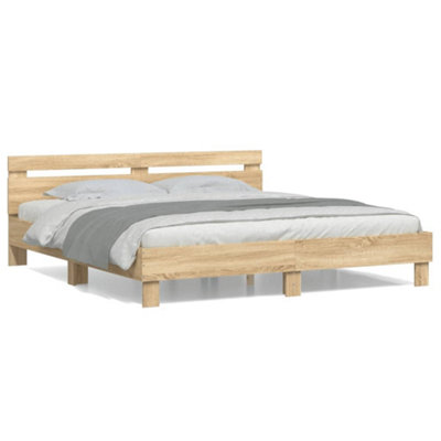 Vidaxl (Sonoma Oak, 160 X 200 Cm) Bed Frame With Headboard Bed Base Mattress Foundation Engineered Wood - Image 3