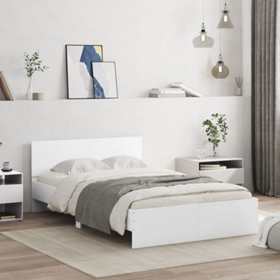 Vidaxl Bed Frame With Led Without Mattress White 135X190 Cm Double from B&Q