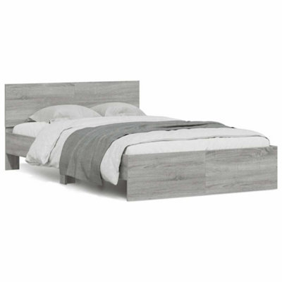B&Q -  Bed Frame With Headboard And Led Grey Sonoma 135X190 Cm Double