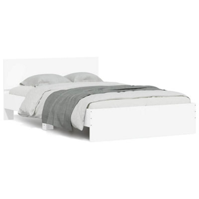 Vidaxl (White, 120 X 190 Cm) Bed Frame With Headboard And Led Bed Base Mattress Foundation Bedstead - Image 3
