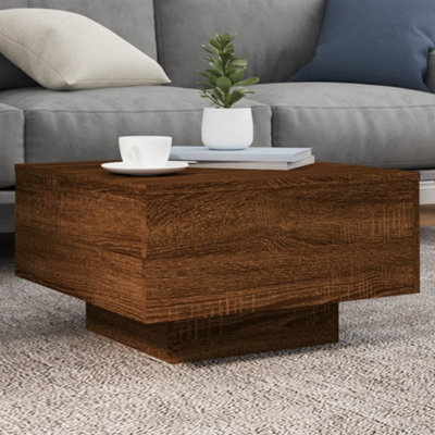 B&Q -  Coffee Table With Led Lights Brown Oak 55X55X31 Cm