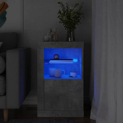 VIDAXL Side Cabinet with LED Lights - Concrete Grey - 67 x 41 x 37cm - Image 3