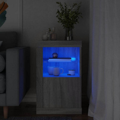 Vidaxl Side Cabinet With Led Lights Sonoma Engineered Wood Grey