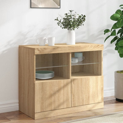 Vidaxl (Sonoma Oak) Sideboard With Led Lights Cupboard Highboard Storage Buffet Cabinet - Image 4