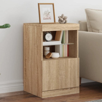 VIDAXL Sideboard with LED Lights - Engineered Wood - 41x37x67 cm - Brown - Image 4