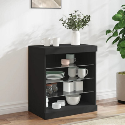 Vidaxl Sideboard With Led Lights 60.5X37x67 Cm Black