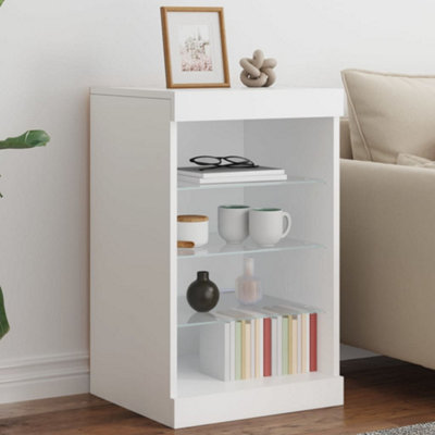 Vidaxl (White) Sideboard With Led Lights Cupboard Highboard Storage Cabinet Smoked Oak - Image 4
