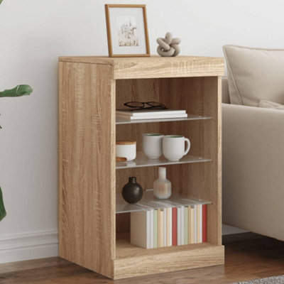 VIDAXL Sideboard with LED Light - Sonoma Oak - 4 Shelves - Image 4