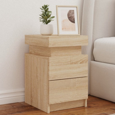 VIDAXL Bedside Cabinet with LED Lights - Oak - Brown - Image 3
