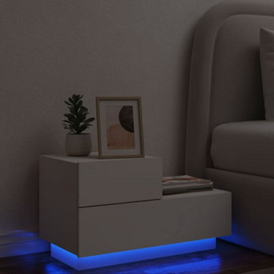 Vidaxl Bedside Cabinet With Led Lights White 70X36X40.5 Cm from B&Q
