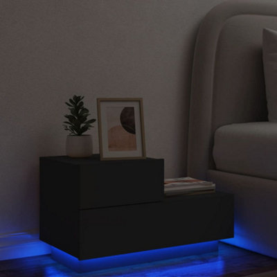 Vidaxl Bedside Cabinet With Led Lights Black 70X36X40.5 Cm from B&Q