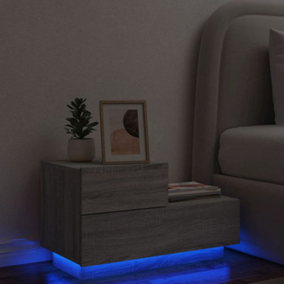 B&Q -  Bedside Cabinet With Led Lights Grey Sonoma 70X36X40.5 Cm