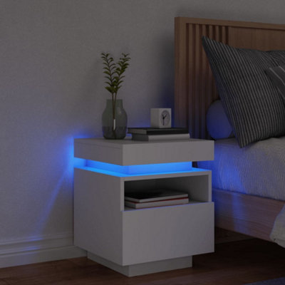 Vidaxl Bedside Cabinet With Led Lights White 40X39X48.5 Cm from B&Q
