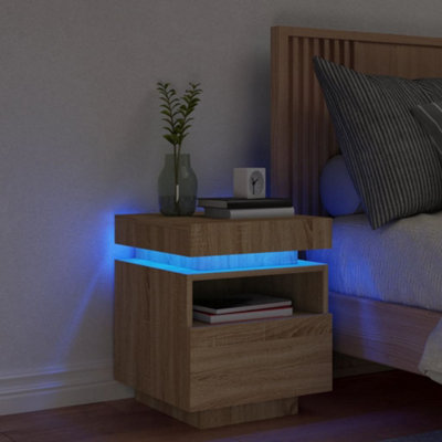 Vidaxl Bedside Cabinet With Led Lights Sonoma Oak 40X39X48.5 Cm from B&Q