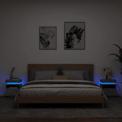 Vidaxl Bedside Cabinets With Led Lights 2 Pcs Concrete Grey 40X39X48.5 Cm from B&Q